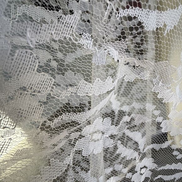 VTG 50s 60s Lace Bridal Party Dress Cream White Cottagecore Prairie Fit Flare S - Picture 11 of 16